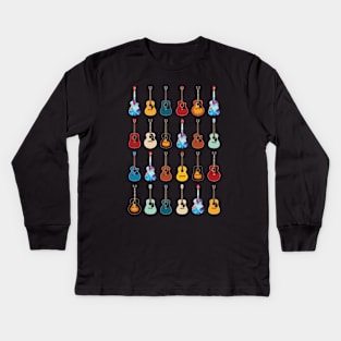 Acoustic Guitar Icons Huge Collection Kids Long Sleeve T-Shirt